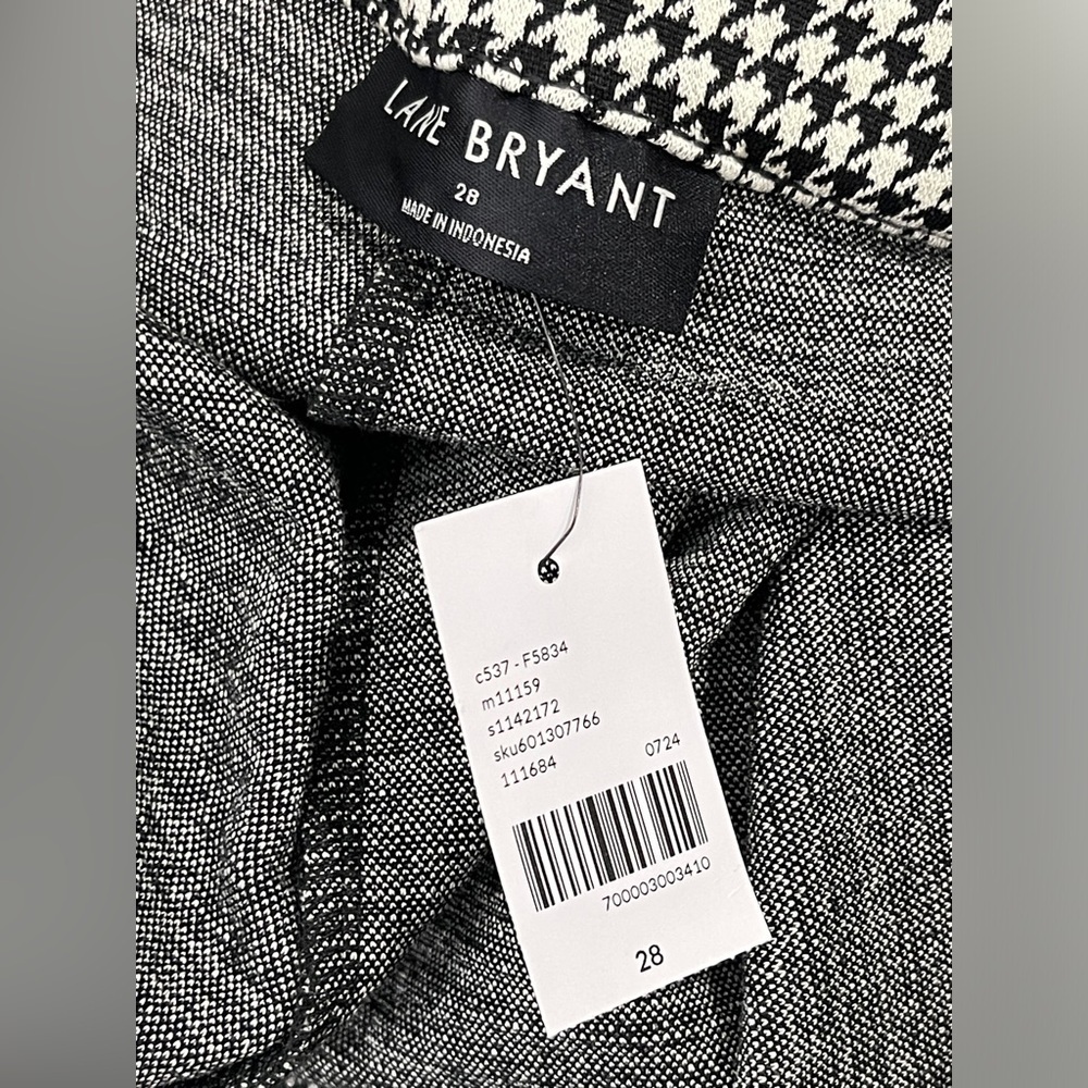 Lane Bryant Ponte Pull-On Straight Leg Pant Black White Houndstooth Mid Rise 28 - Picture 5 of 9